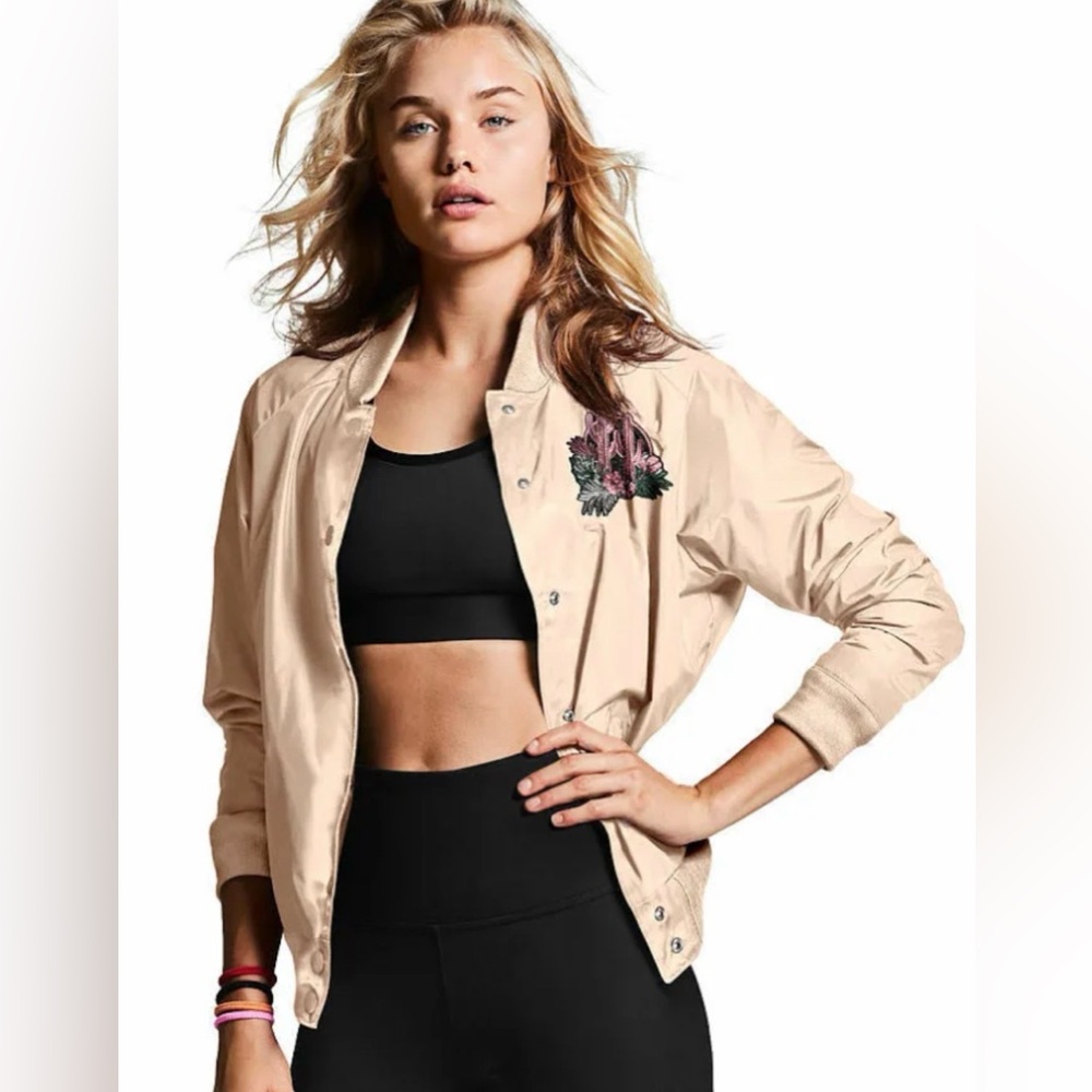 VS Pink 2017 Cactus Satin Bomber Jacket